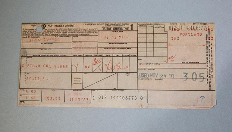 DB Cooper'ın ilk uçak bileti